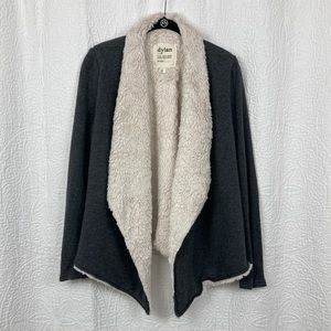 Dylan Women’s Faux Fur Open Waterfall Cardigan Sweater sz Small